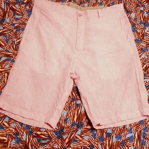 AMIANI Men's Pink Bermuda 100% Linen Shorts